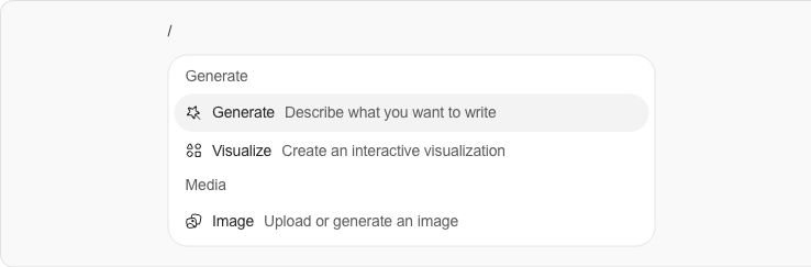 슬래시 메뉴에 Generate, Visualize, Image가 표시된 OpenAI 공식 안내 그림